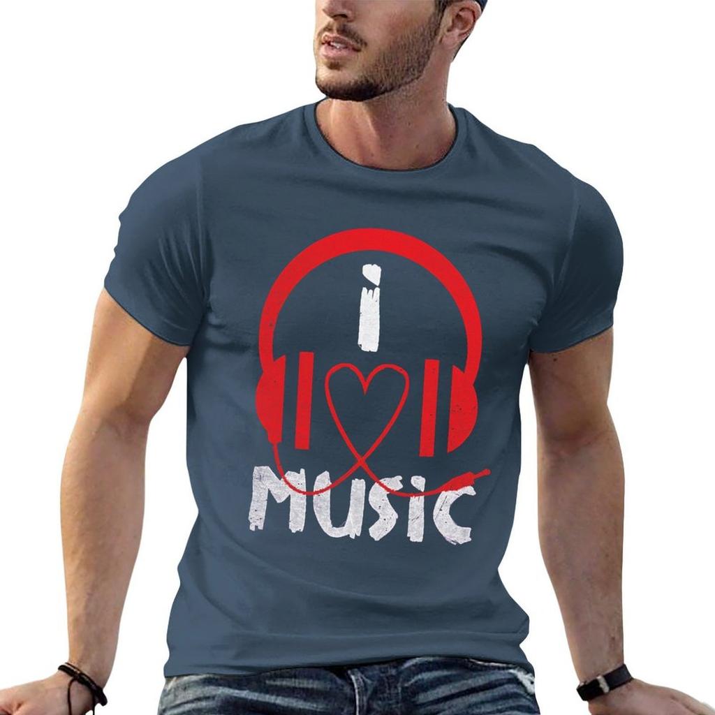 Jazz Hiphop Musical Guitar Drums Music Lovers Gift I Love Music Tshirt Casual Minimalist Short Sleeve Top