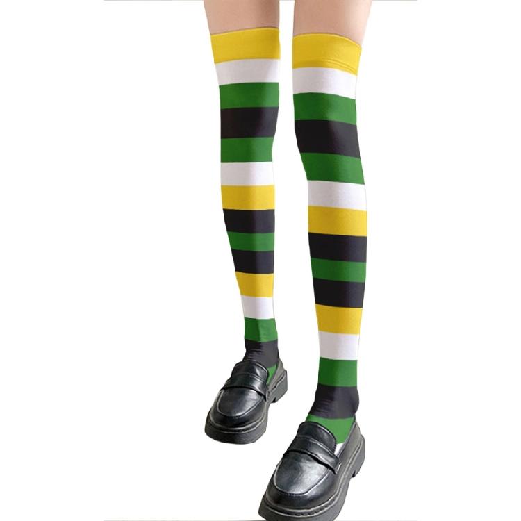 Damen Japanische Stile Anime Oberschenkelhohe Strümpfe Regenbogen Mehrfarbig Gestreiftes Muster Seide Über dem Knie Lange Socken Strumpfwaren