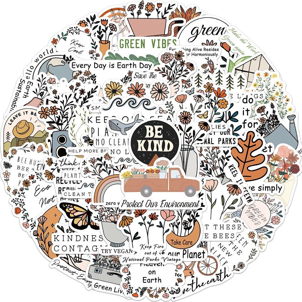 10/50 st ins Blommkonst Motiverande Klistermärken Miljöskydd Graffiti Klistermärken för DIY Bagage Laptop Skateboard Motorcykel Cykel Klistermärke
