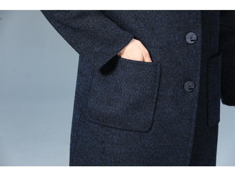 Płaszcz kaszmirowy dwustronny średniej długości mamy - Rozmiar plus, Luźny krój, Wysokiej klasy wełniany płaszcz wierzchni jesienno-zimowy dla kobiet w średnim wieku i starszych.