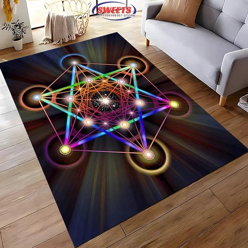 Neue Produkte schnell versandt! 3D Heiliger Metatron-Würfel Muster Teppich Wohnzimmer Teppich Schlafzimmer Sofamat Kinder Rutschfeste Bodenmatte