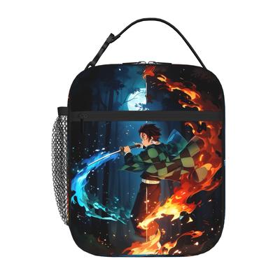 1 Piece Zipper Closure Slayer Storage Bag Pocket Demon Slayer Anime  School Lunch Food Box Reusable For Lunch Food Bag