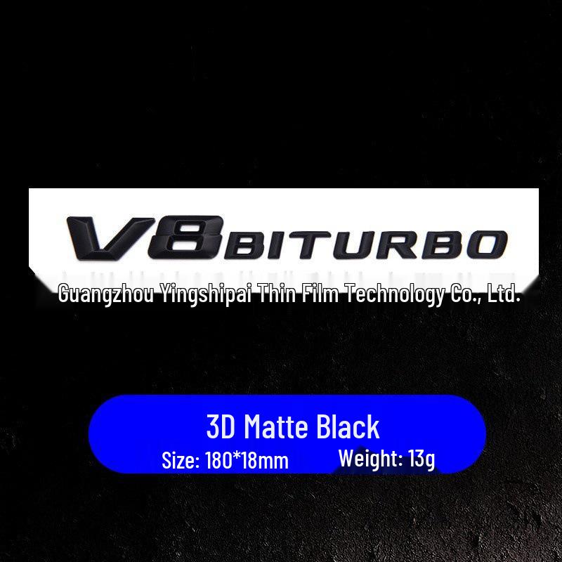 Kompatibilní s emblémem blatníku Mercedes-Benz V8 BITURBO, zadním emblémem s dvojitým přeplňováním, nápisy a samolepkami na auto.