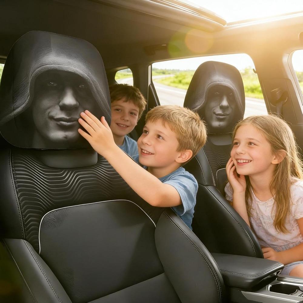 Xiaomi 2Pcs Universal Dark Mystery Portrait Print Car Headrest Covers Elastic Funny Car Headrest Protective Cover Car Decor Accessory