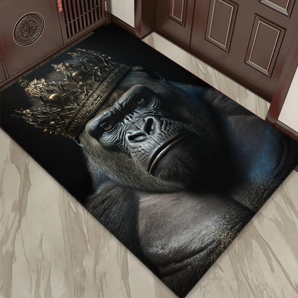Gorilla King 3D Print Area Rug, Non-Slip Aesthetic Floor Mat for Large Living Room Bedroom, Durable Indoor Chair Carpet