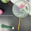 Fashion Chinese Style Wooden Handle Fan Embroidery Flower Girl Gift Portable Home Decor Hand Fans Crafts Dance Fan