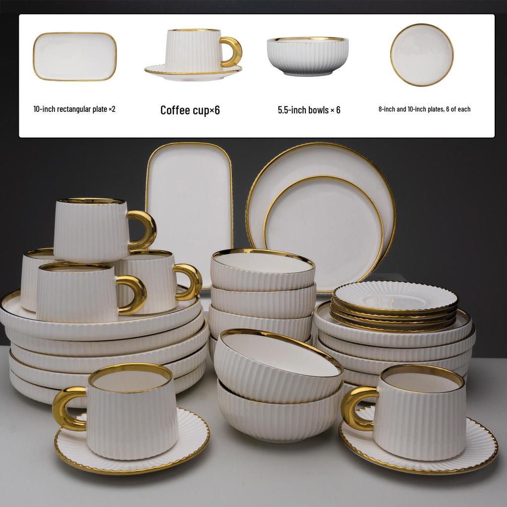 Set di Stoviglie in Ceramica Moderno Lusso 2024: Ciotole, Piatti e Bacchette - Perfetti per la Casa e Regali per l'inaugurazione della casa.