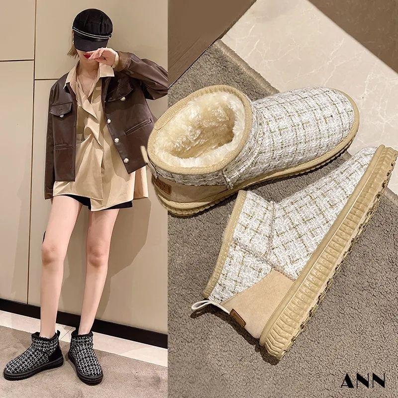 Cizme de zăpadă calde de iarnă noi Cizme de zăpadă pentru femei, din bumbac, anti-alunecare, căptușite, cu platformă îngroșată