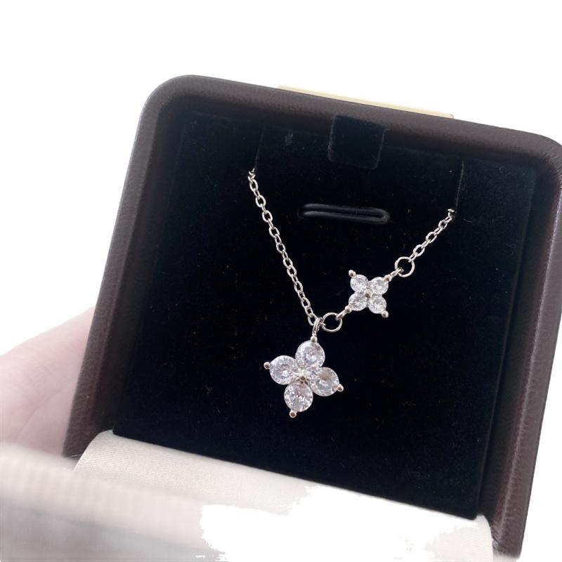 925 Silber Kristall vierblättriges Kleeblatt Schlüsselbein Kette Halskette Anhänger für Frauen Hochzeits Schmuck Geschenk Halsband Neu in Halskette