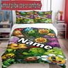 3pcs Duvet Cover Set (1*Duvet Cover + 2*Pillowcase, Without Core), Custom Name Plants Vs. Zombies Pattern Bedding Set, Home Bedroom Decor Gift
