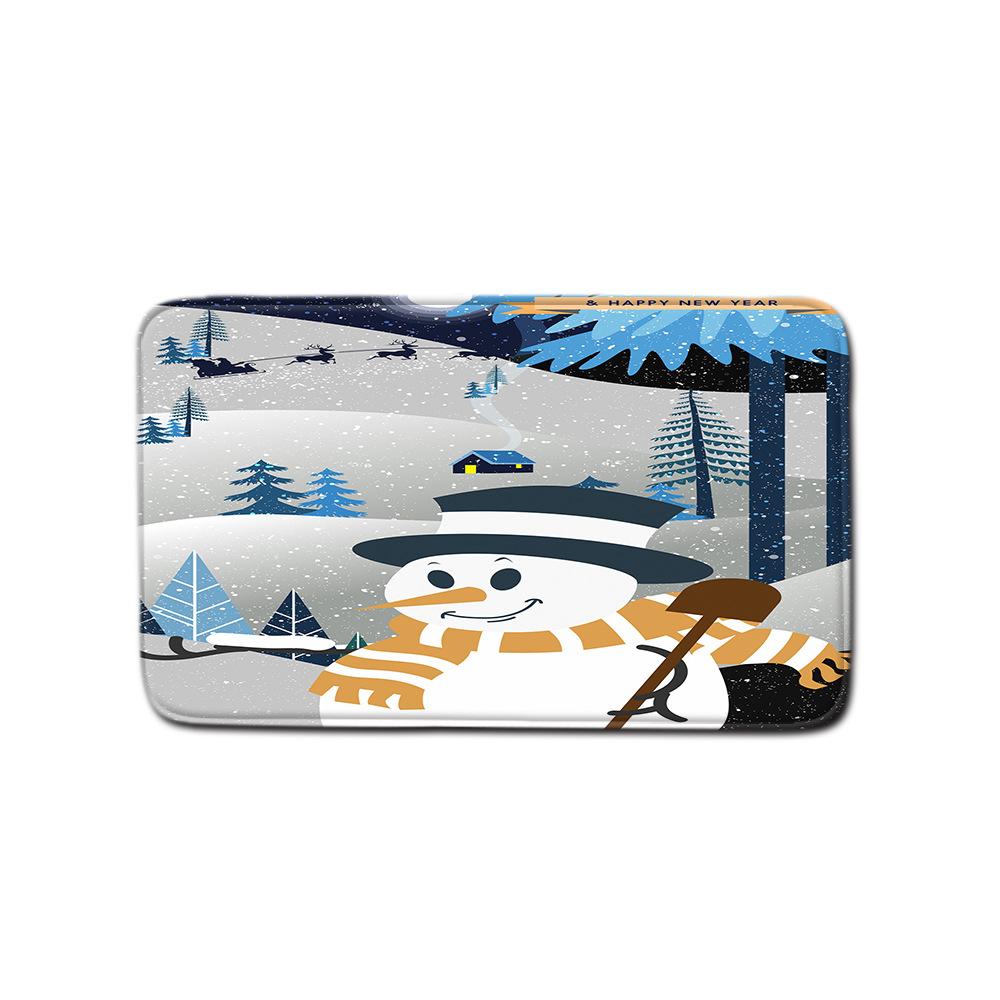 Christmas Waterproof Shower Curtain Four-Piece Floor Mat Combination Set Household Door Mat Bedroom Living Room Carpet