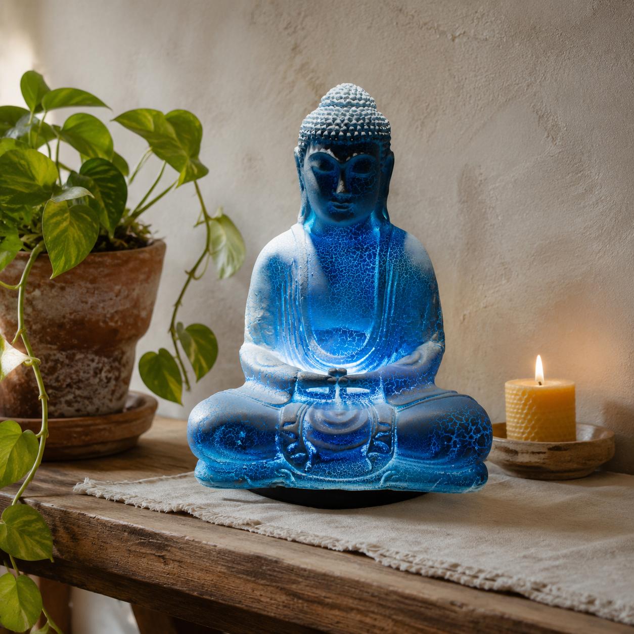 Meditation Buddha Lamp Sky Blue -