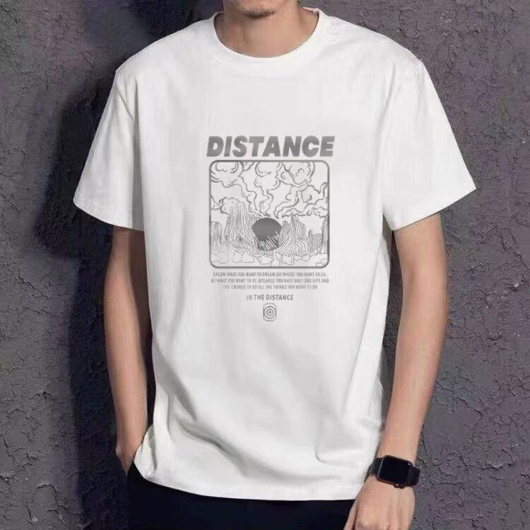 Summer Fashion Round Neck T-shirt Men's Trend Versatile Tops Short-sleeved Printed New T-shirt