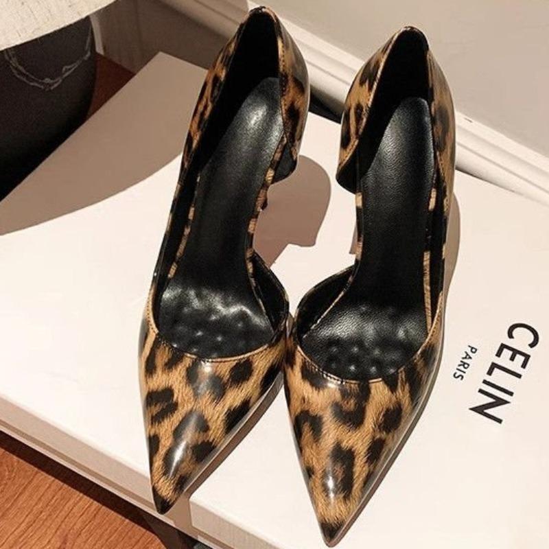 New Fashion Design Leopard Print Woman Pumps Pointed Toe Thin Low Heels Elegant Party Female Shoes Zapatos De Mujer