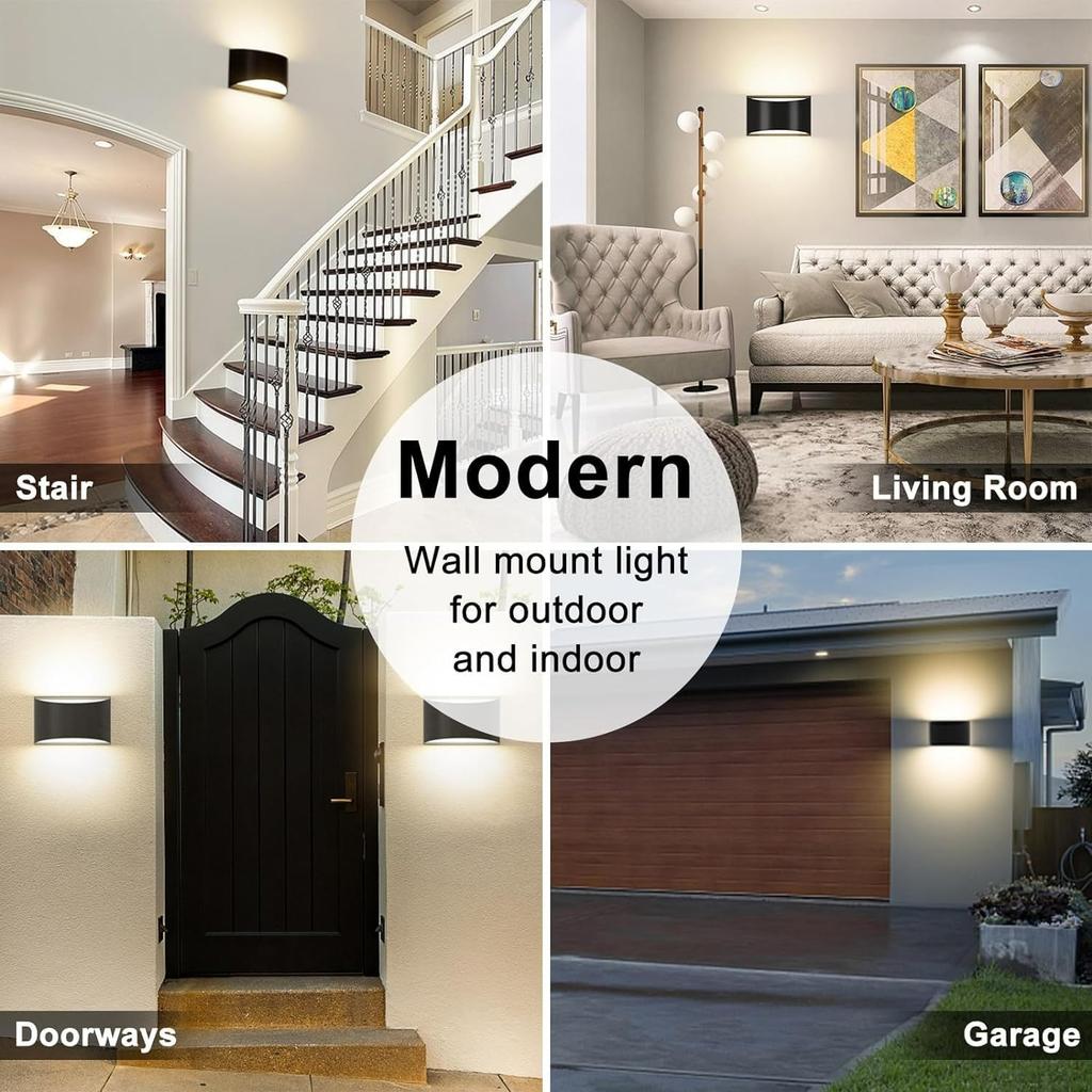 Modern Wall Sconces,Black Indoor Wall Light 10W Aluminum LED Wall Sconce Up and Down Wall Mount Light for Indoor Outdoor Home Theater, Staircase