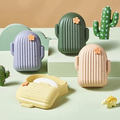 Cactus Soap Dish Travel Soap Organizer Soap Box With Lid Dust Proof Travel Storage Supplies