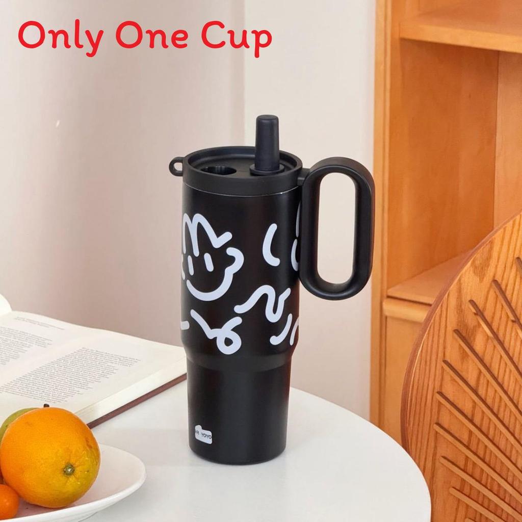 Car Cup Stainless Steel Insulated Travel Mug With Handle And Straw