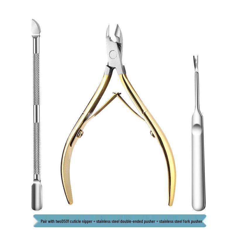 Stainless Steel Manicure Set: 3-Piece Dead Skin Scissors, Double-Headed Pusher, and Nail Clipper