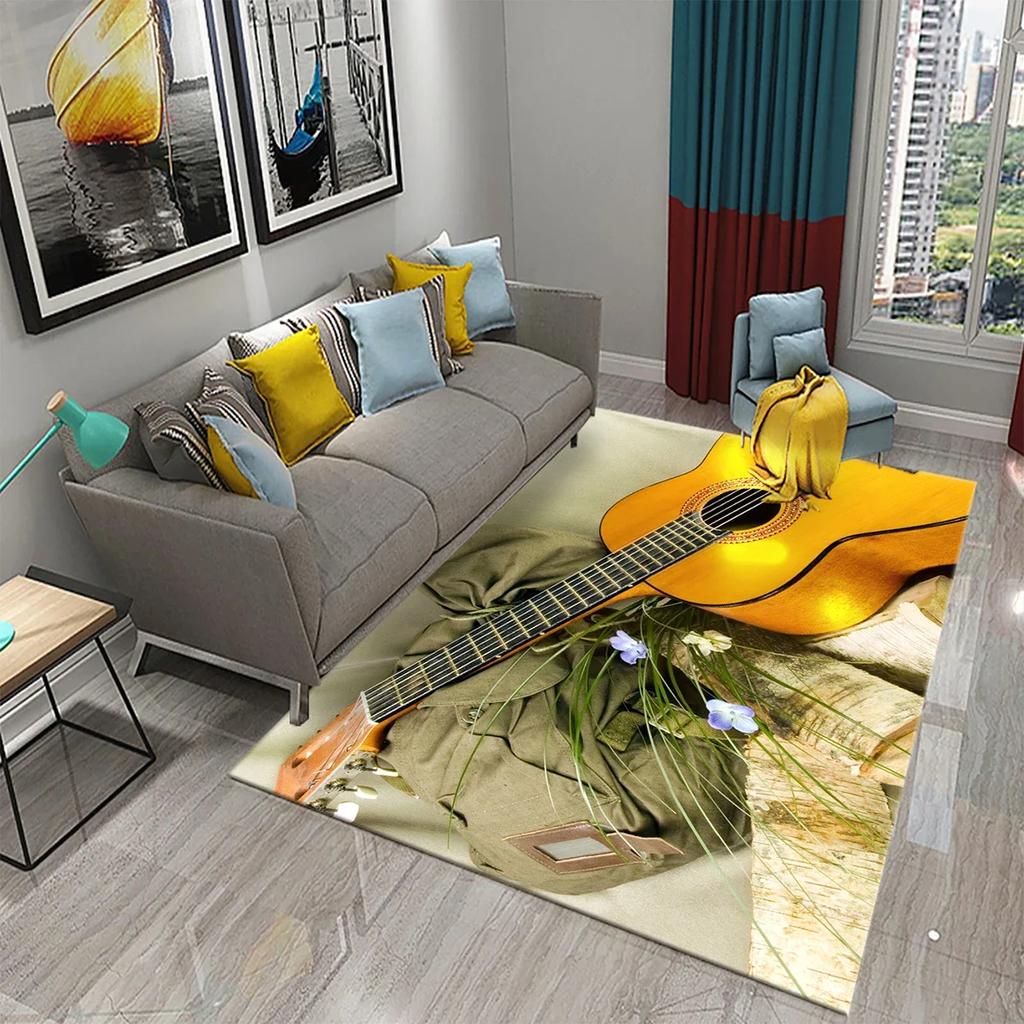 3D Music Carpet Music Instrument Rug for Living Room Bedroom Area Rug Decorative Floor Rugs Carpet Bathroom Non-slip Mat Carpet