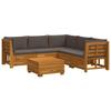 Outdoor Sofa Set with Cushions 6 Piece Brown Solid Acacia Wood