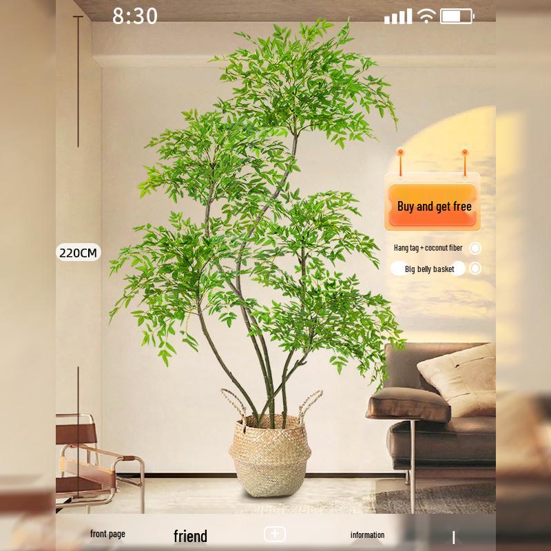 Nandina Luxus Kunstbaum - Dekorative Bionische Grüne Pflanze für Innenräume mit Seidenblumen für die Wohnzimmer-Landschaftsgestaltung.