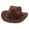 Spring And Summer Straw Hat Imitation Turquoise Rivet Western Cowboy Hat Tibetan Tibetan Minority Dance Troupe Hat