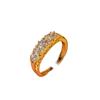 Curled grass pattern antique rings for women retro fashion high-end sense simple and unique inlaid diamonds ring jewelry