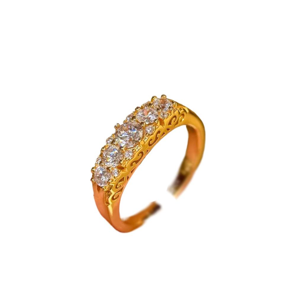 Curled grass pattern antique rings for women retro fashion high-end sense simple and unique inlaid diamonds ring jewelry