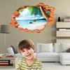 3D Beach Background Creative Removable Wall Sticker Living Room Decoration CDN