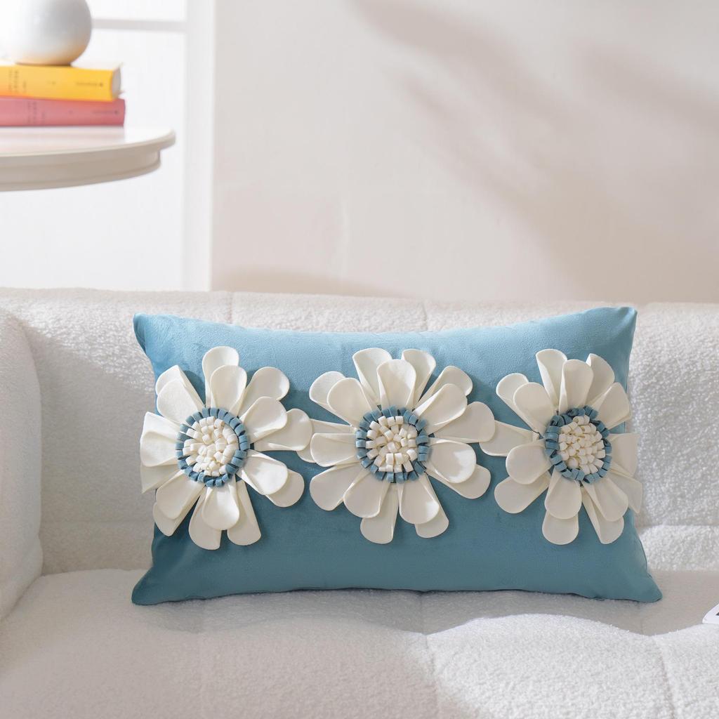 Yüksek Kaliteli Kalın Malzeme Ayçiçeği Kanepe Yastık Kılıfı - Küçük Yaprak, Avrupa ve Amerikan Hafif Lüks, İç Mekan Stili, Açık Hava Bel Yastığı