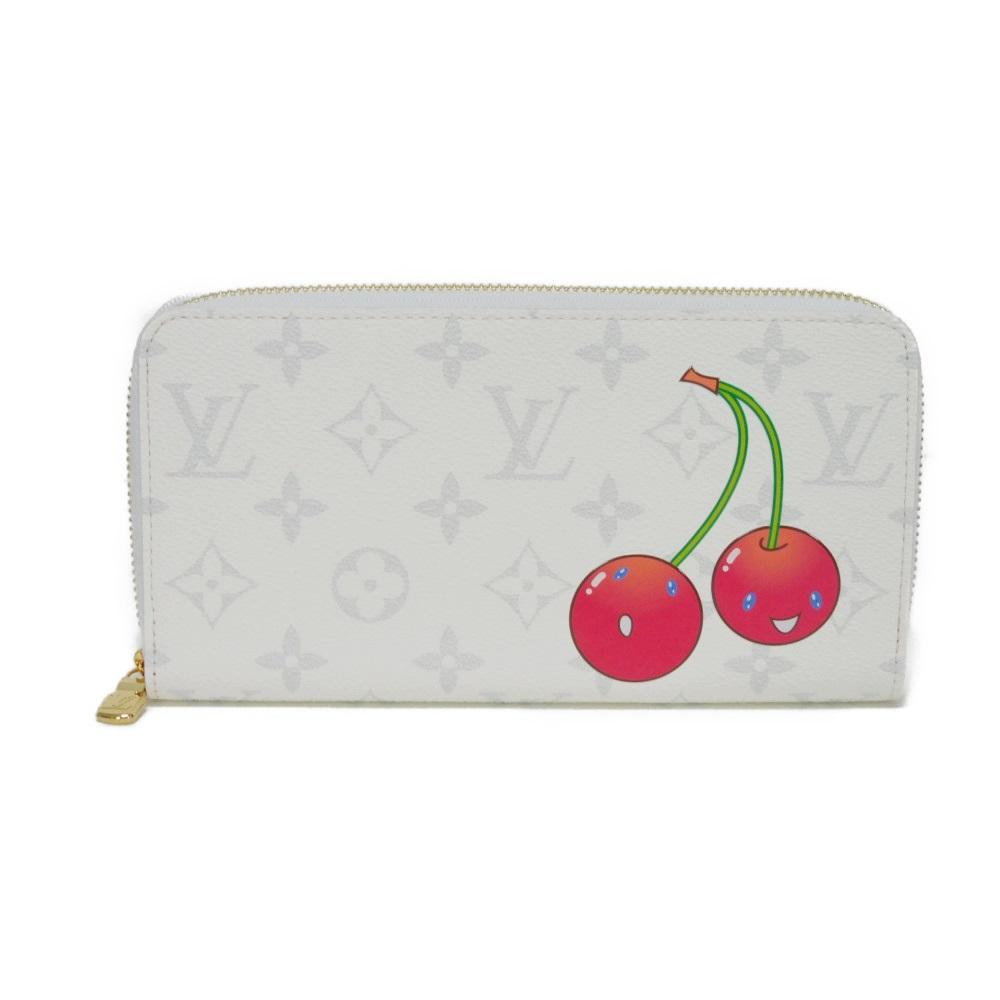 Used LVxTM Zippy Wallet (12564) M14240 7940 by Takashi Murakami, LV Logo Flower Cherry RFID, Unused, Monogram, Cherry,