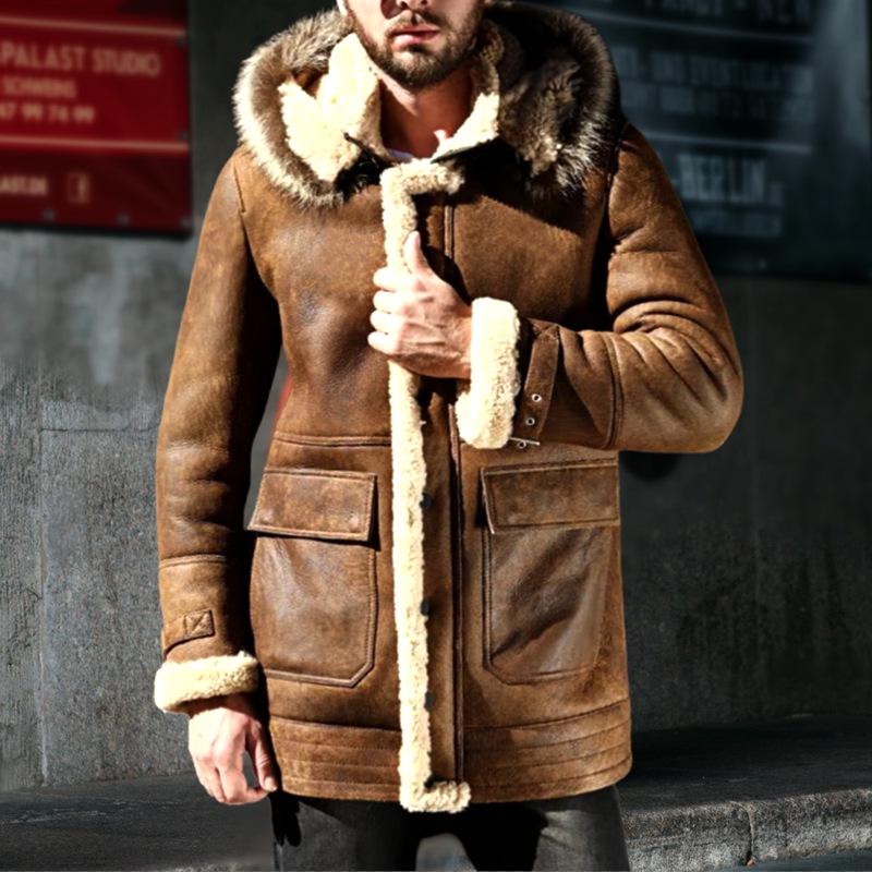 

Men s Shearling Faux Leather Winter Jacket - 2023 Best Seller 4XL хакі