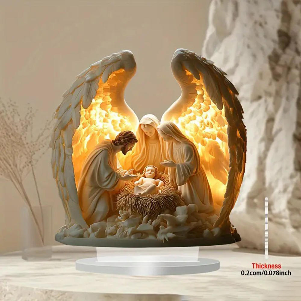 2026 New Nativity Jesus Birth Scene Xmas Table Centerpiece Accessory 2D Flat Acrylic for Home Office Decoration Party Ornment