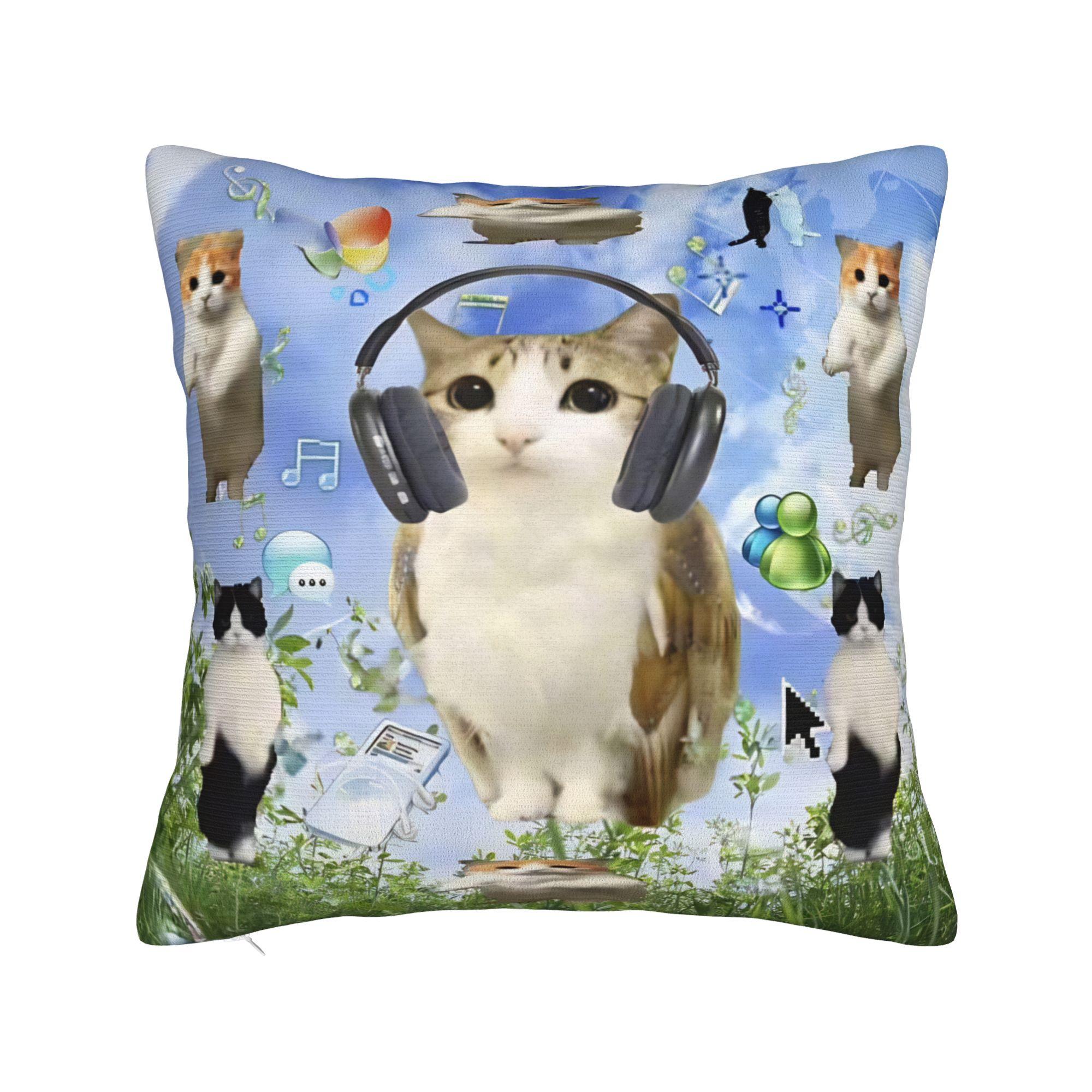 

Мяу Мем Кіт Квадратні Наволочки Поліестер Вітальня Вкрасти Мозок Чохол для Подушки Креативний Декор Накидка на Подушку 40*40 12x12Inch