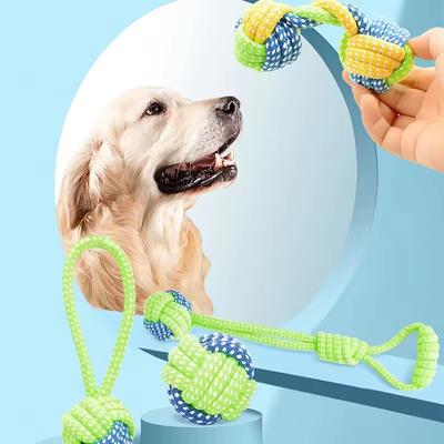 4PCS Suprimentos para Animais de Estimação Brinquedo de Corda de Algodão Resistente a Mordidas Gato e Cachorro Limpeza de Dentes Brinquedo de Nó Bola Set