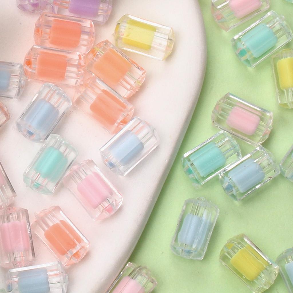 Acryl Mattiert/Transparent Mode Kreative Anhänger DIY Schmuckzubehör Kernspinn 8-Eckig Zylindrische Lose Perlen 20 Stück