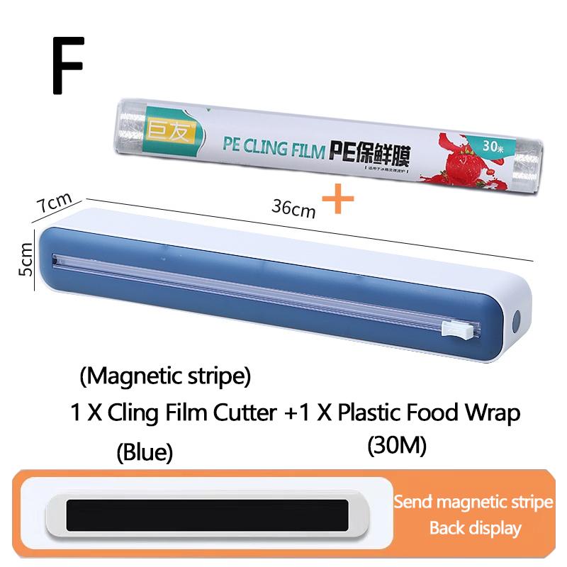 Plastic Wrap Dispenser with Slide Cutter Reusable Food Wrap Cutter Household Cling Film Cutter Refillable Cling Film Dispenser