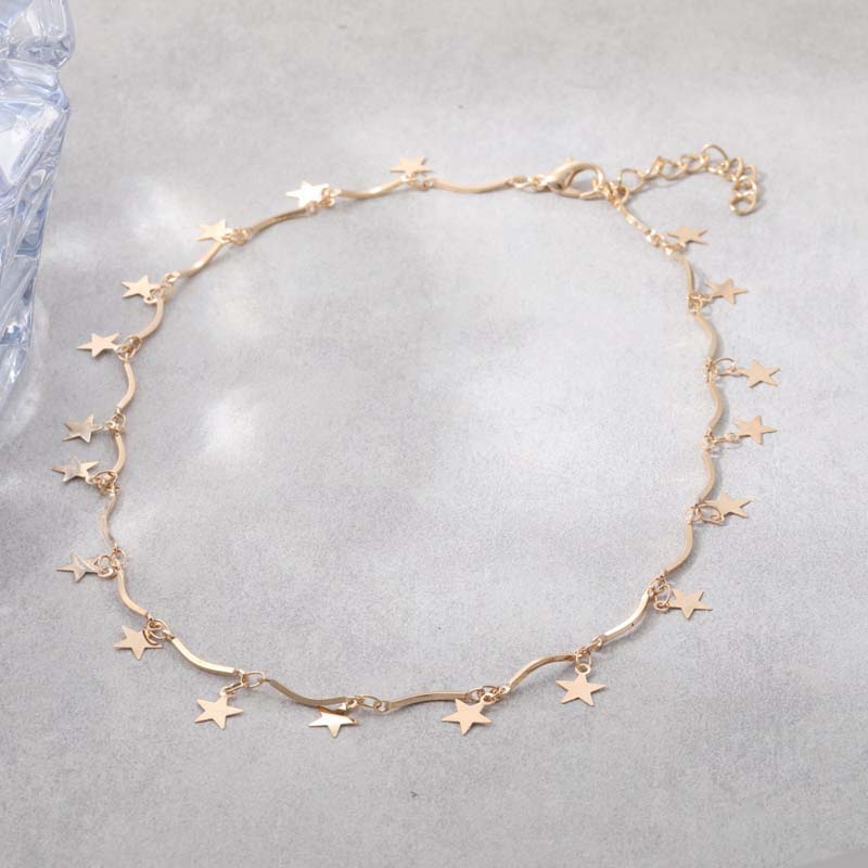 Fashion Gold Color Star Tassel Pendant Necklace For Men Women Minimalist Metal Geometric Clavicle Chain Chokers Jewelry