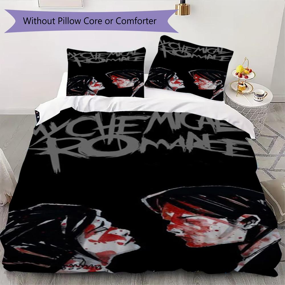 My Chemical Romance Anime Pattern Bedding,Quilt Set Quilt Cover Pillowcase Home Birthday Gift (1*duvet cover+2*pillowcase,without core)ZSJT0917389