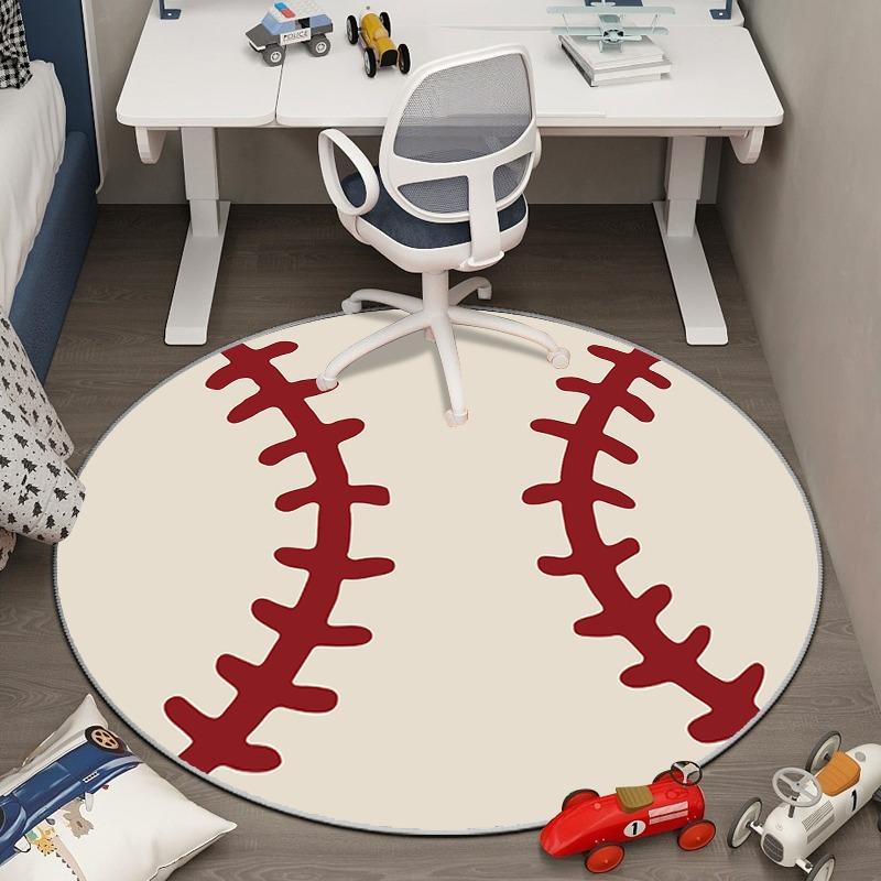 Football Basketball Round Carpet Non Slip Rug for Living Room Sofa Bedroom Bedside Entrance Door Floor Mat Boys Home Decor