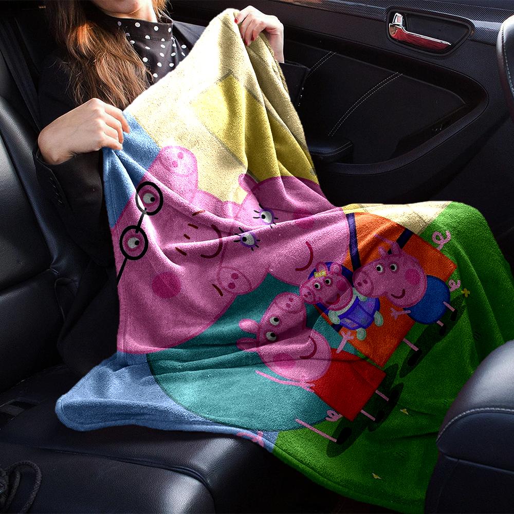 Peppa Pig Theme Printed Blanket - Perfect for Couch, Bed, Travel & Outdoor Use | Machine Washable, Cozy & Durable.