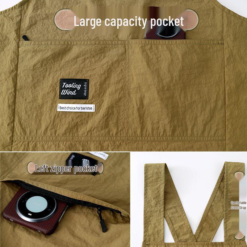 Korean Style Unisex Waist Apron: Water-Repellent, Stain-Resistant, Printed Logo, Perfect for Catering.