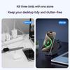 4in1 Electric Rotating Magnetic 15W Wireless Charger Time Display Touch Rotation for iPhone Watch AirPods Ideal Charging Stand