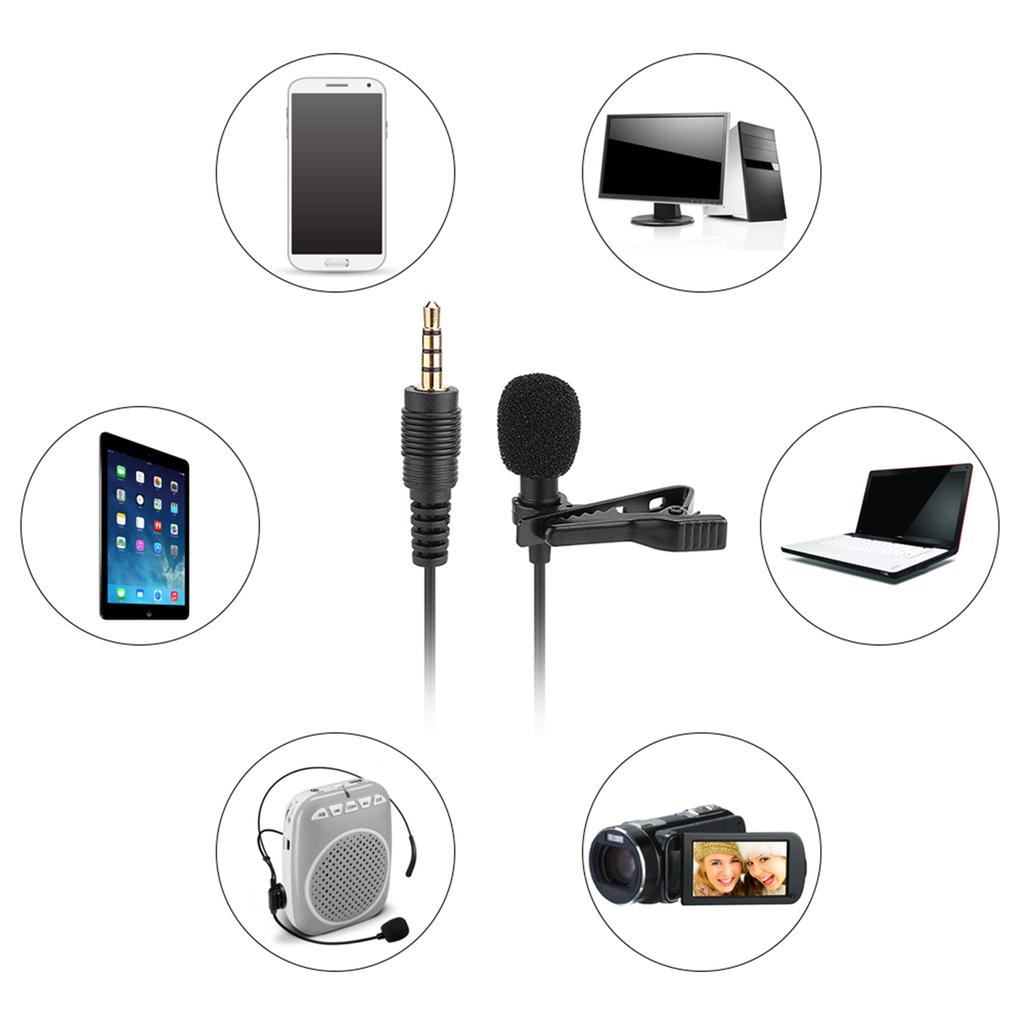 3.5mm Jack Mini Wired Clip on Lapel Hands Free Condenser Microphone Mic for Recording Speeches