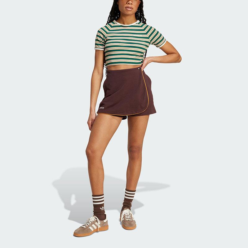 Adidas Originals 80s Skort Slim Fit Stretch Casual Shorts Women Bottoms Dark-Grey-Brown JC6170