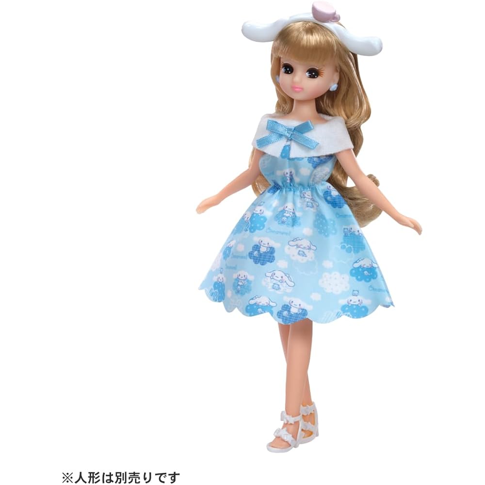 Takara Tomy Licca-chan Dress My Choice Sanrio Characters Cinnamonroll Outfit with Headband Toy for Ages 3 and Up