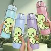 1PC Turtle Cartoon Pattern 750ml Color Plastic Sports Water Bottle Leakproof Flip Straw Lid Suitable for Sports Office Home Use