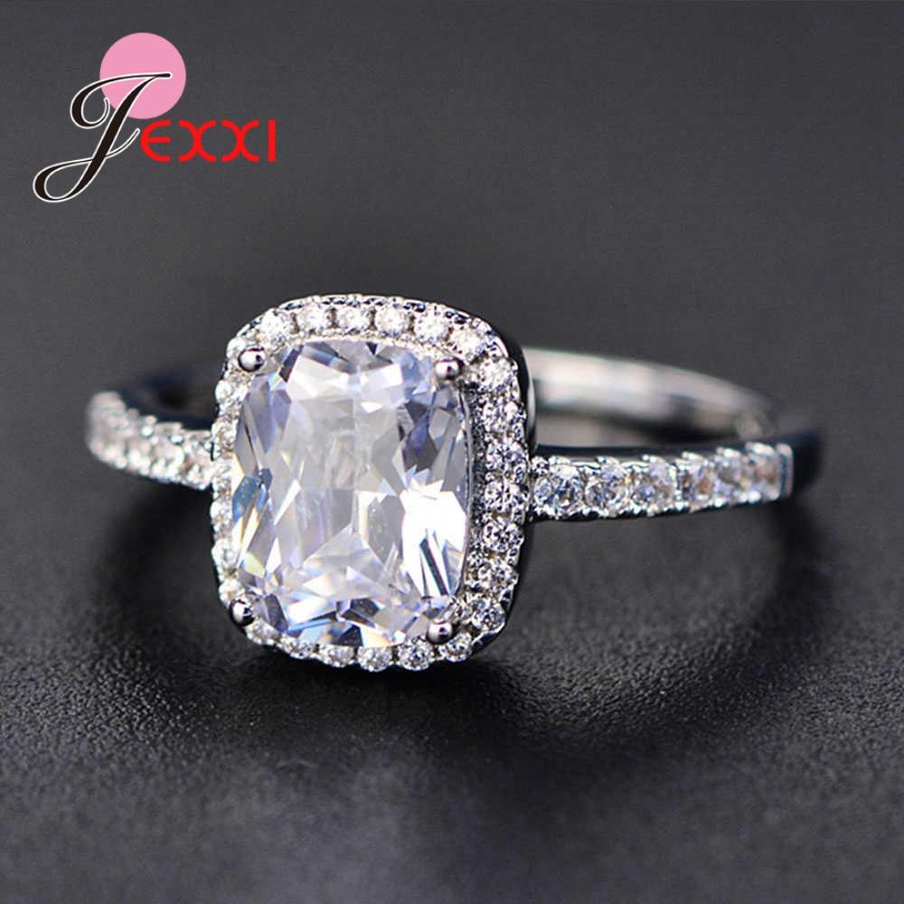 New Hot Sale White Square Large Zircon Ring Classic Temperament 925 Sterling Silver Female Ring NEW ARRIVE