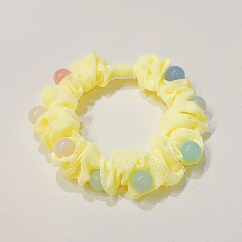 Sweet Candy Color Beads Hair Ropes Fashion Cloth Hair Rings Scrunchies Headwear For Girls Hair Accessories Children Rubber Bands
