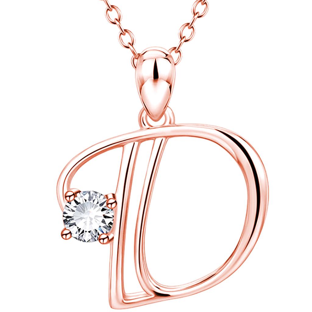 Fashion Alphabet Letter Pendant Necklace with Embedded Crystals Elegant Initial Charm Jewelry for Daily Wear and Special Occasions